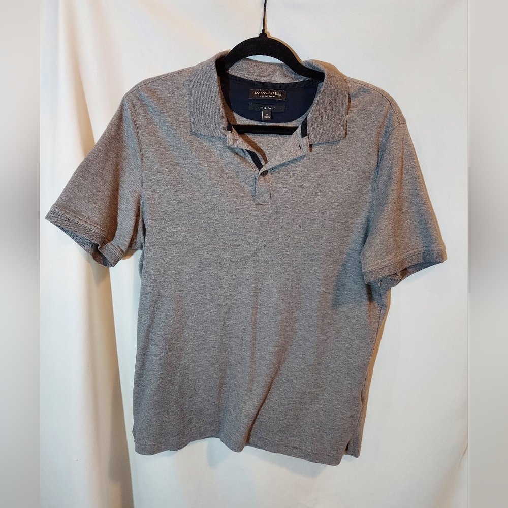 Banana Republic Heather Gray Cotton Polo Shirt